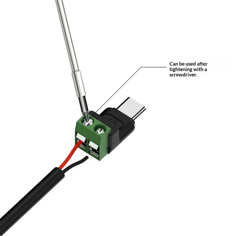 Type C/Micro Female To 2 Pin Terminal Block Solderless Charging Connector 5V USB C Screw Terminal Solderless Plug OTG Adapters