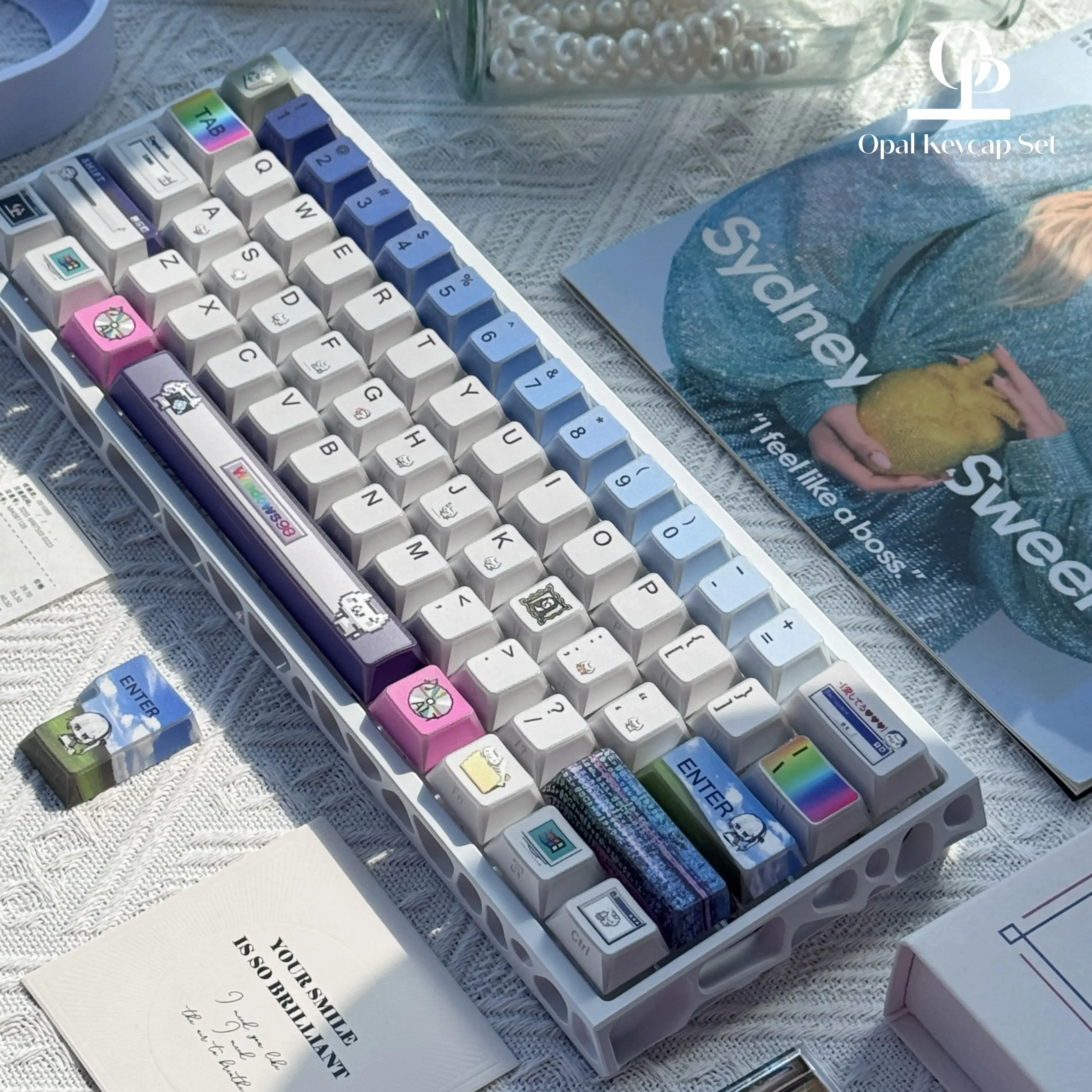 Windows98 Anime Keycaps Set PBT Sublimation Keyboard Caps Custom Cherry Profile Key Caps for Mechanical Keyboard Accessories 130