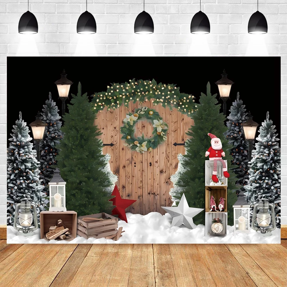 

Winter Christmas Photography Backdrop Xmas Window Fireplace Santa Claus Gift Baby Family Portrait Photo Background Decor Studio