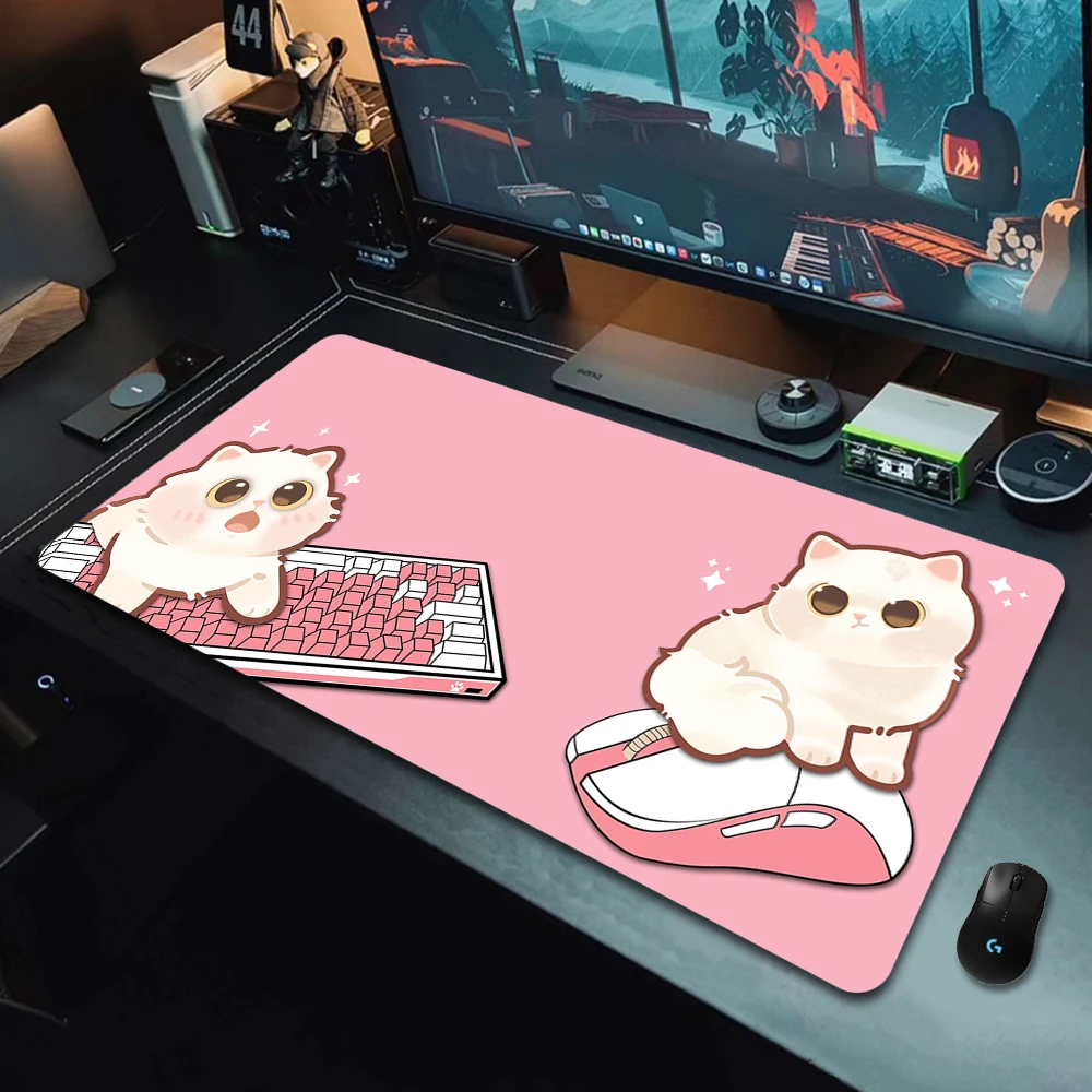 XXL Mouse Pad Cute Simple Cat Large Gamer Keyboard Desk Mouse Mat 900x400cm Carpet Rubber Tapis Souris Notebook Gaming Mousepad