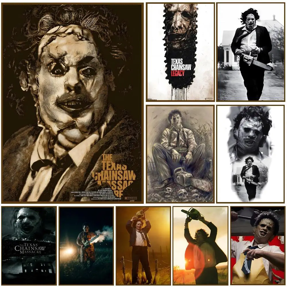 Movies Character L-Leatherface Poster Self-adhesive Living Room Bedroom Party Bar Decor Moisture-proof Fade-resistant HD