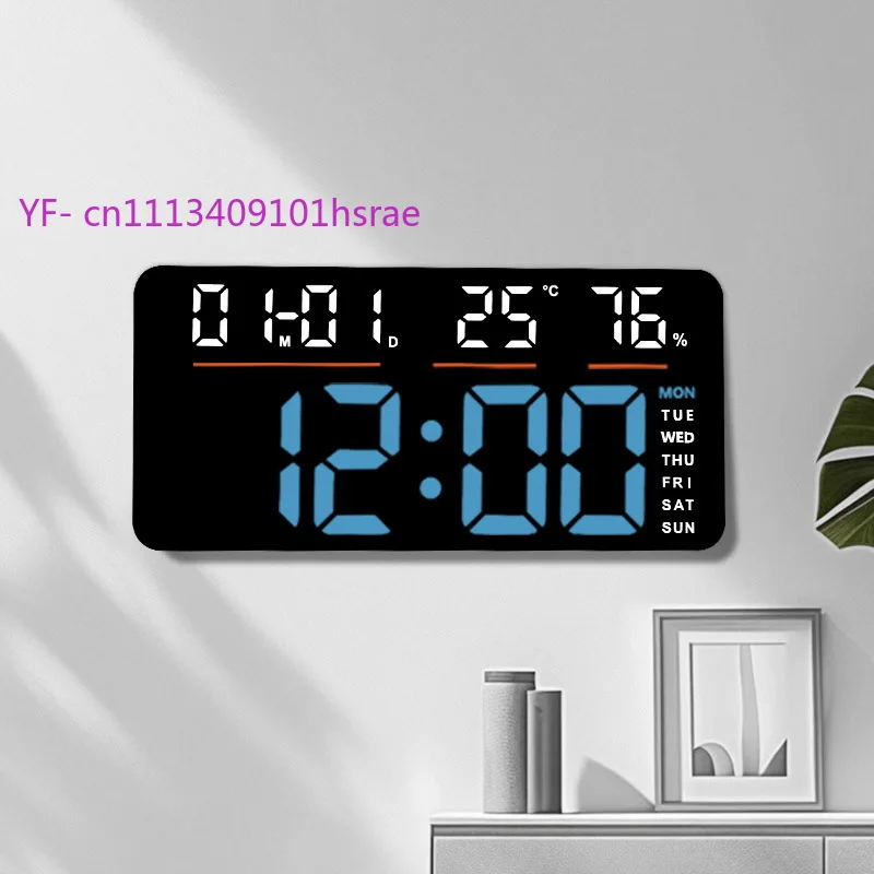 New LED Alarm Clock 2810, Large Size Digital Wall Clock, Minimalist Mute Wall Clock with Week Display for Living Room