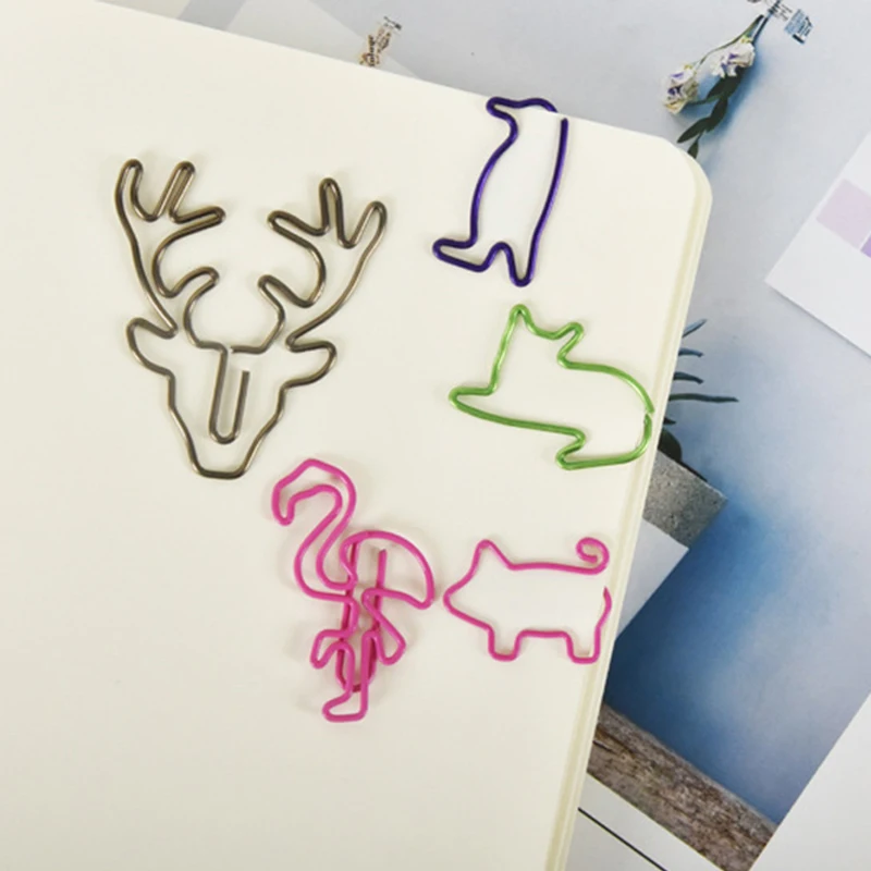 10pcs/Lot Paper Clip Kawaii Animal Shape Office Supply Paper Clip Bookmark Gift Stationery For Book Accessories Teacher Gifts