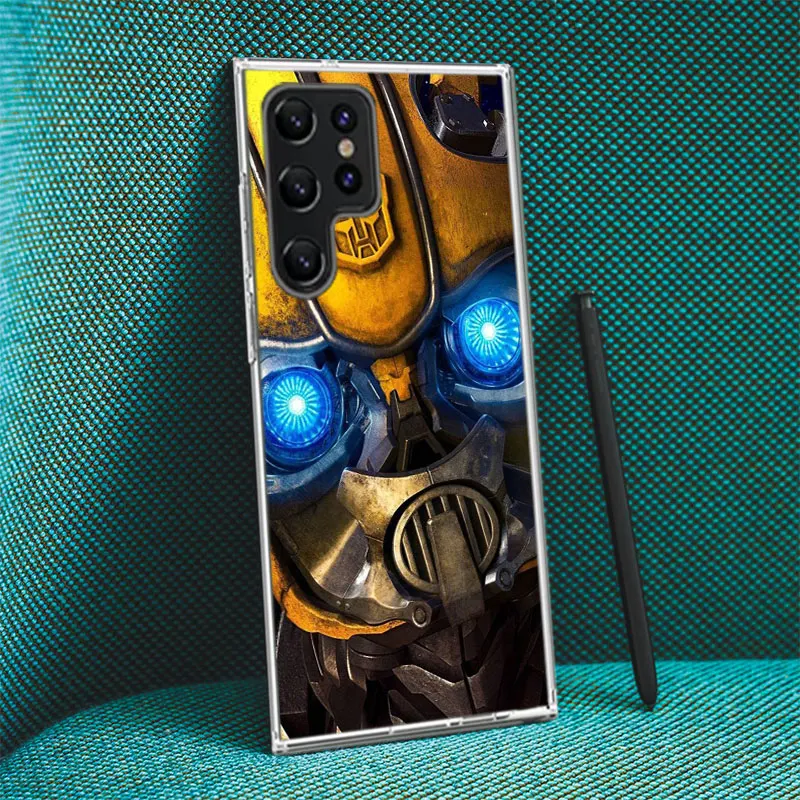 Transformers Bumblebee Clear Phone Case For Samsung Galaxy S20 S21 S23 FE S22 Plus S24 Ultra S10 S10E S9 S8 Soft Back Cover