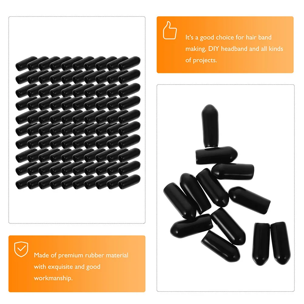 

100 Pcs Headband Accessories Narrow Hair Clasp Ending Covers Wrap Feet DIY Replacement Caps Rubber Protectors
