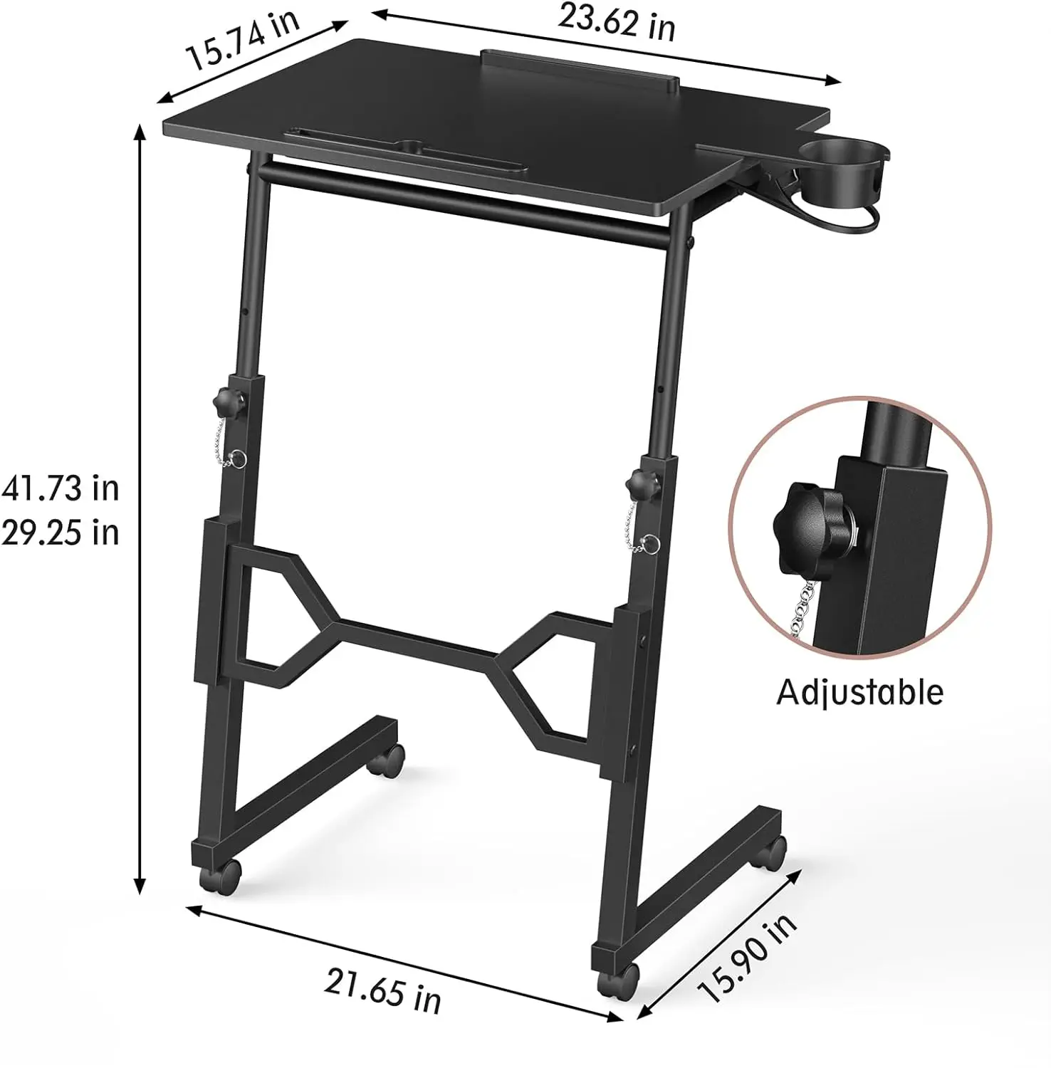 

Small Standing Desk with Wheels, Portable Treadmill Desk, Rolling Desk Adjustable Height for Laptop