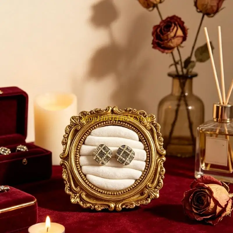 N5KE Ornate Gold-Tone Ring Holder Display for Jewelry Store Counters