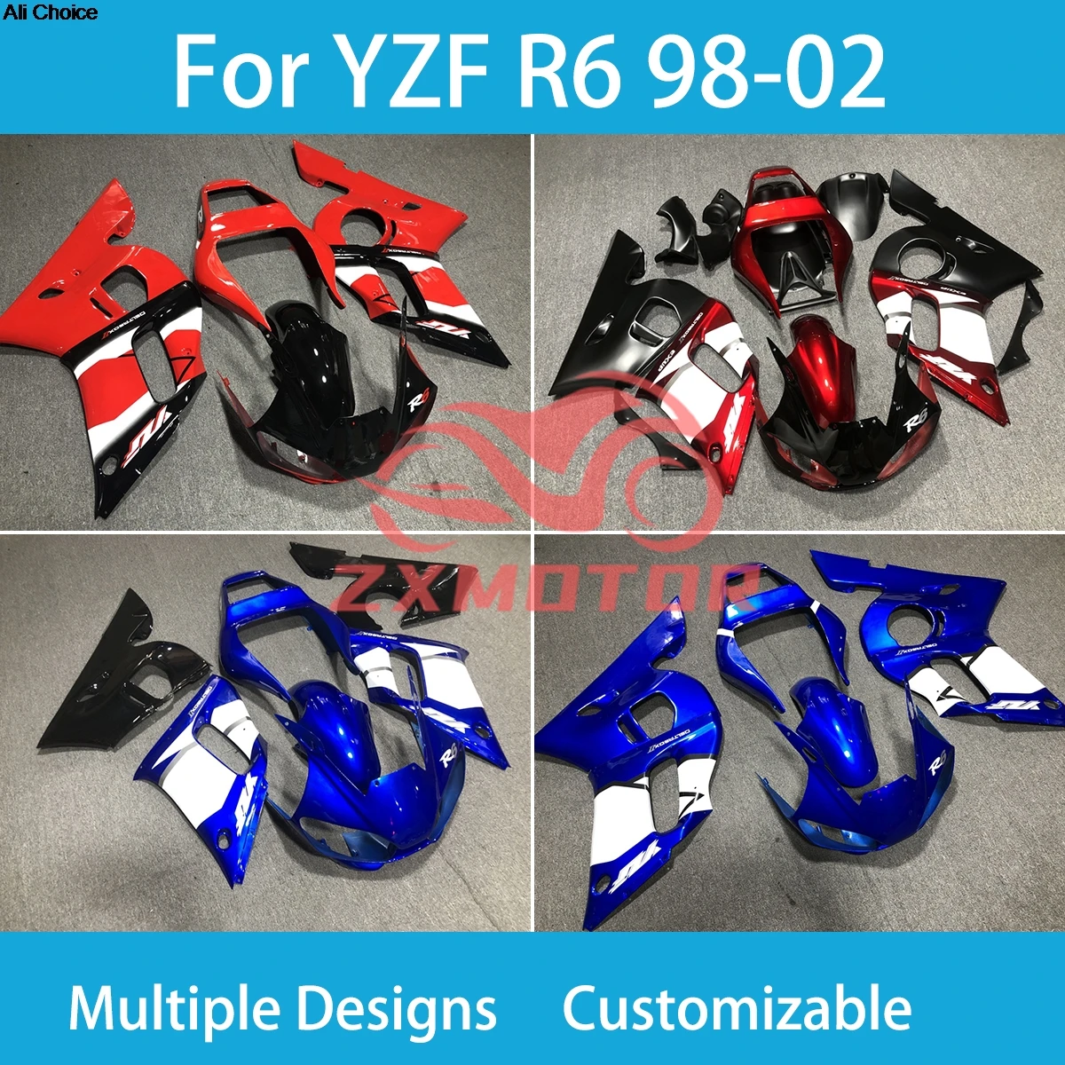 

Комплект обтекателя ABS для Yamaha YZF R6 1998 1999 2000 2001 2002, обтекатели мотоцикла, литьевой кузов YZF-R6 98 99 00 01 02