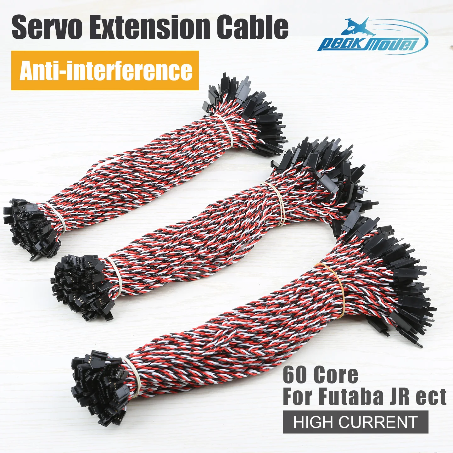 10PCS/Lot  60 Cores Heavy Duty Servo Extension Wire Twisted Wire with New Anti-loosening Buckle FUTABA/JR Plug