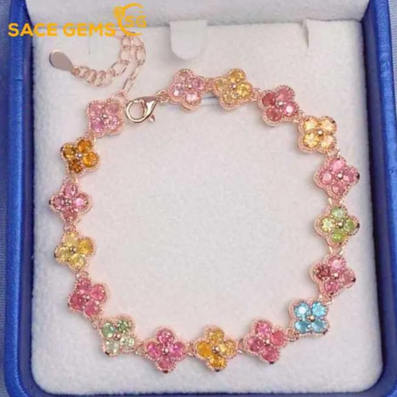 

SACE GEMS New Arrival 925 Sterling Silver Natural Tourmaline Gemstone Bracelrts for Women Engagement Cocktail Party Fine Jewelry