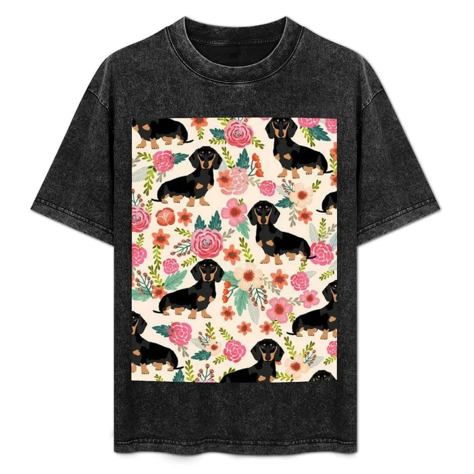 Dachshund Dogs and flowers T-Shirt blanks aesthetic clothes funny meme t-shirts mens graphic t-shirts big and tall