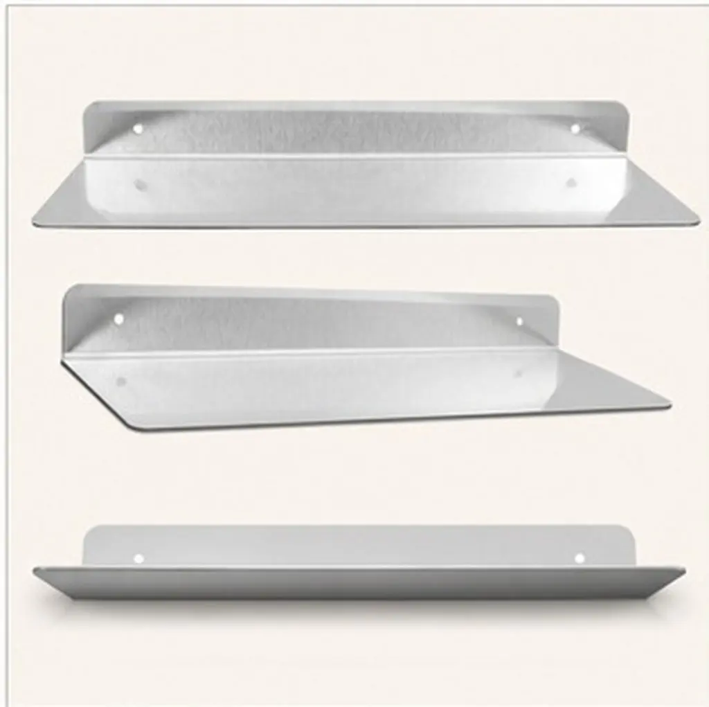 Stainless Steel Wall Mounted Shelf Heavy Duty Floating Shelves Kitchen Bathroom Storage Organizer Plant Display Ledge Modern