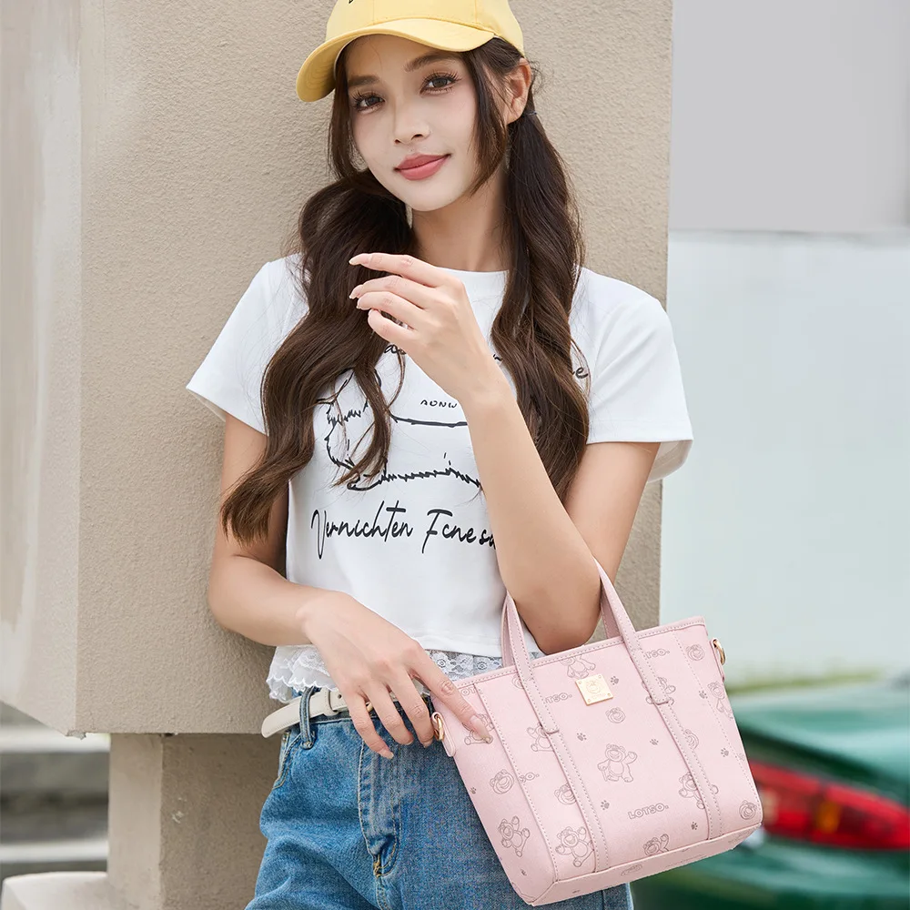 

Genuine Disney Purses And Handbags Original Case Strawberry Bear Series Printed Fashion Women's Bag Women's Playful Shoulder Han