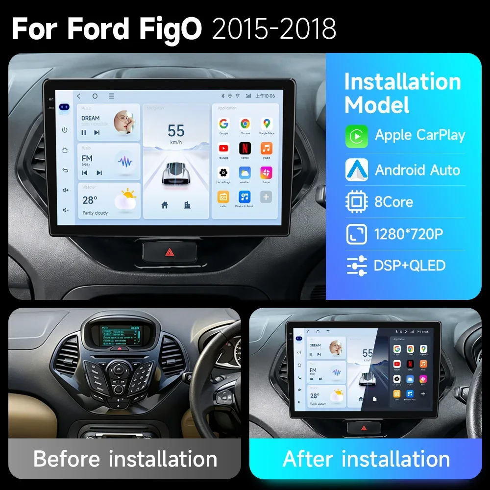 Android13 For Ford FIGO KA 2015 2016 2017 2018 Car Radio Multimedia Player Navigation No 2din DVD Stereo Head Unit WIFI Screen