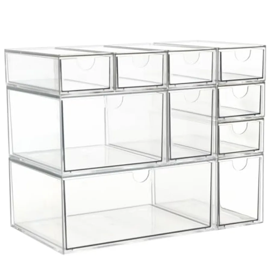 

Acrylic Makeup Organizer Clear Storage Organizer Desktop Stackable Storage Plastic Organizer Bins for Makeup Stationery Cosmeti