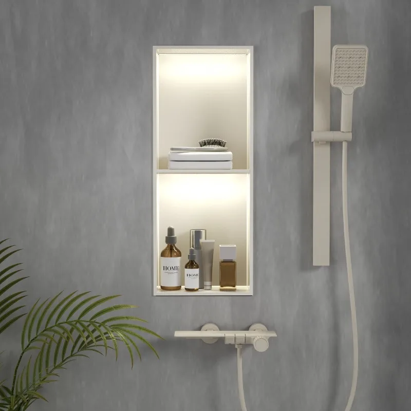 New stainless steel niche bathroom living room embedded niche baffle metal bathroom embedded rack finished product