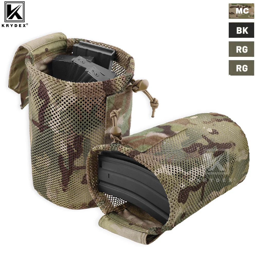 KRYDEX 500D Tactical Molle Mesh Pouch Drop Dump Pouch Foldable Magazine Mag Tool Bag Poly Mesh Multifunction Utility Pack