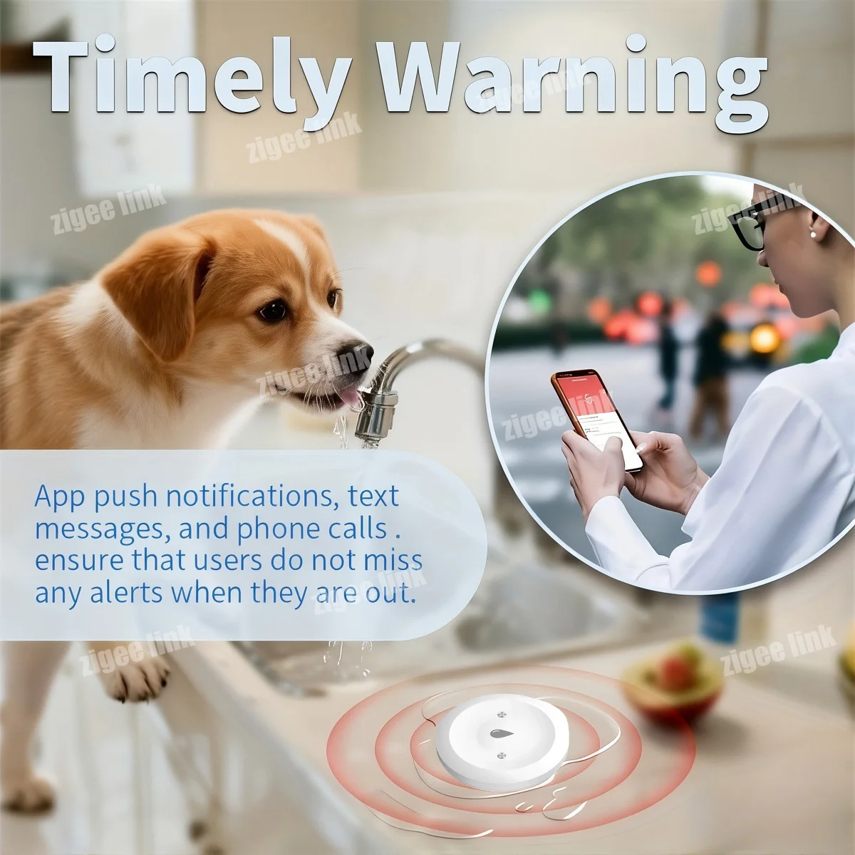 Wireless Zigbee3.0 Flood Water Leak Detector Sensor With Tuya Smart Life APP Push Abnormal Alarm Water Linkage Scene Automation