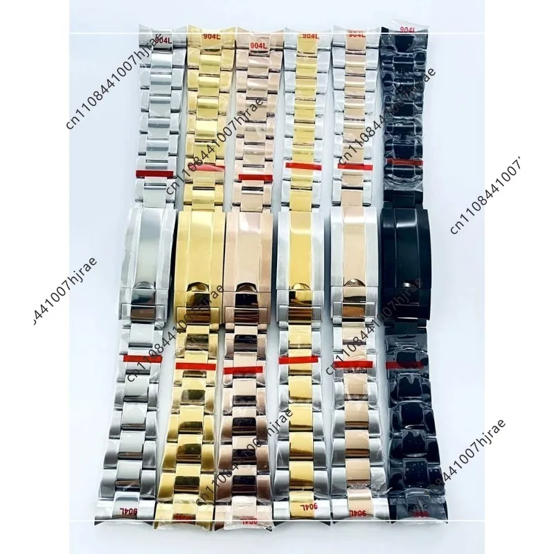 Strap 20mm 904L Solid Stainless Steel Polished Center Folding Steel Strip Suitable for 36mm 40mm Watch Case