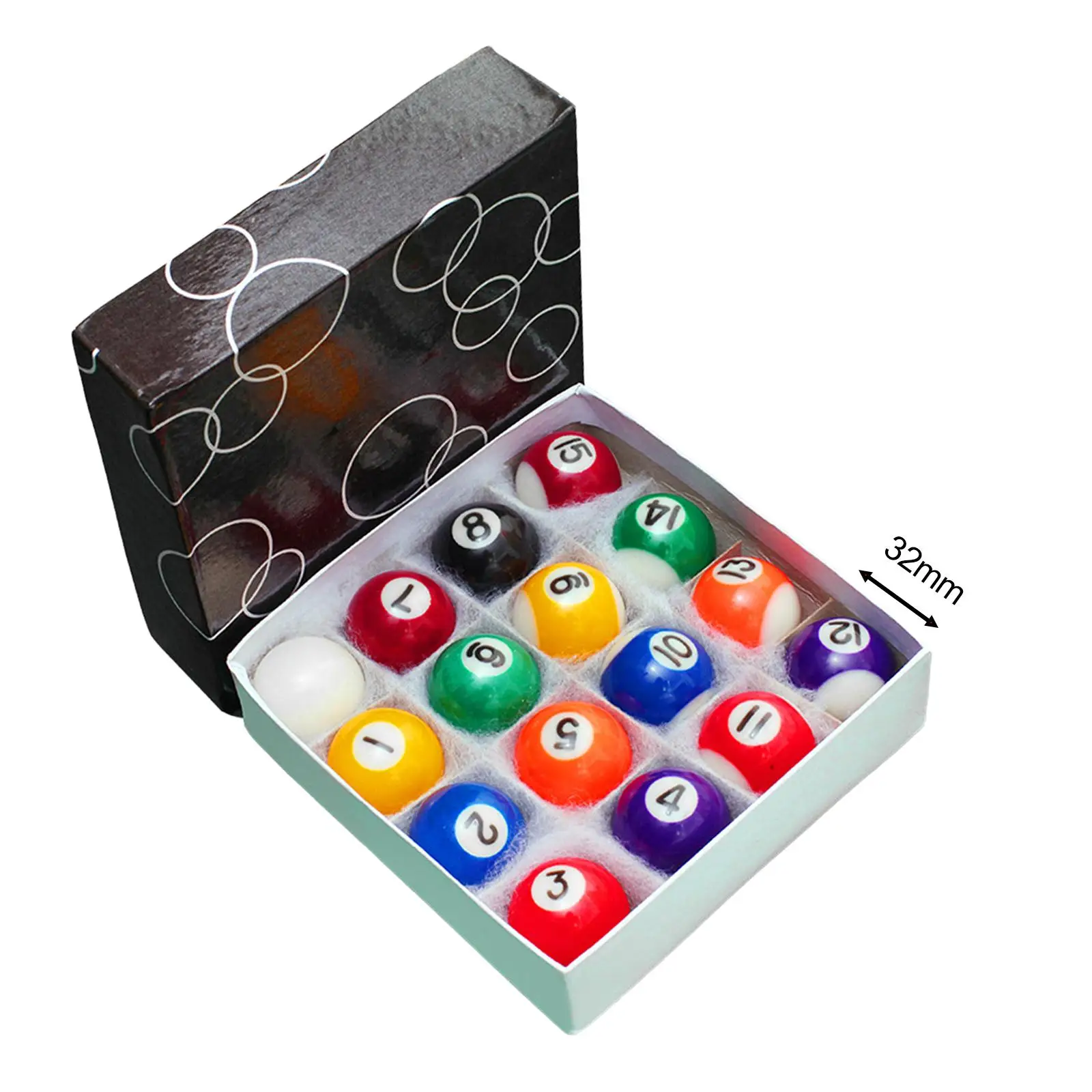 16Pcs Mini Pool Ball Set Mini Billiard Balls Pool Table Accessories Full Set for Home Leisure Sports Game Rooms Recreation Games