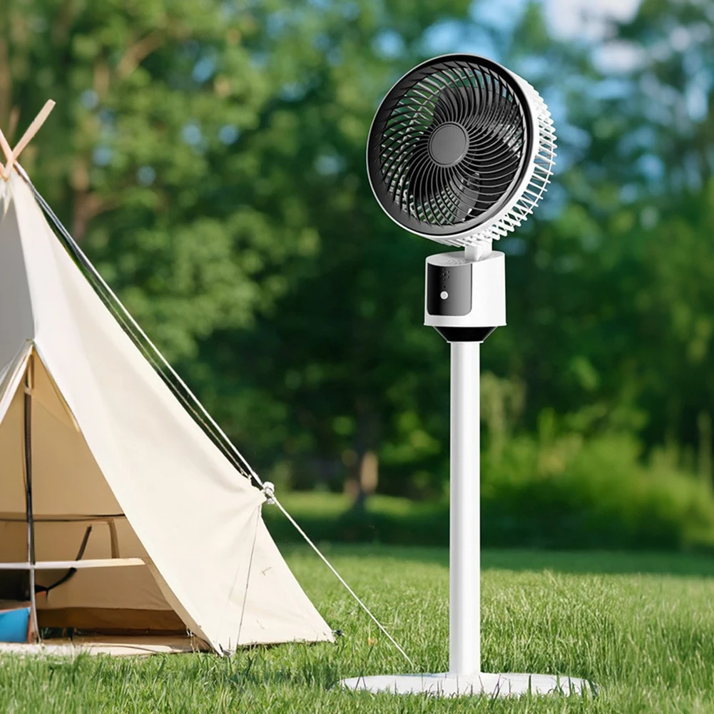 Standventilator mit Standfuß, USB-wiederaufladbarer oszillierender Standventilator, Luftzirkulationsventilator, 3 Geschwindigkeiten einstellbarer Luftkühler, für den Sommergebrauch – Detail 4