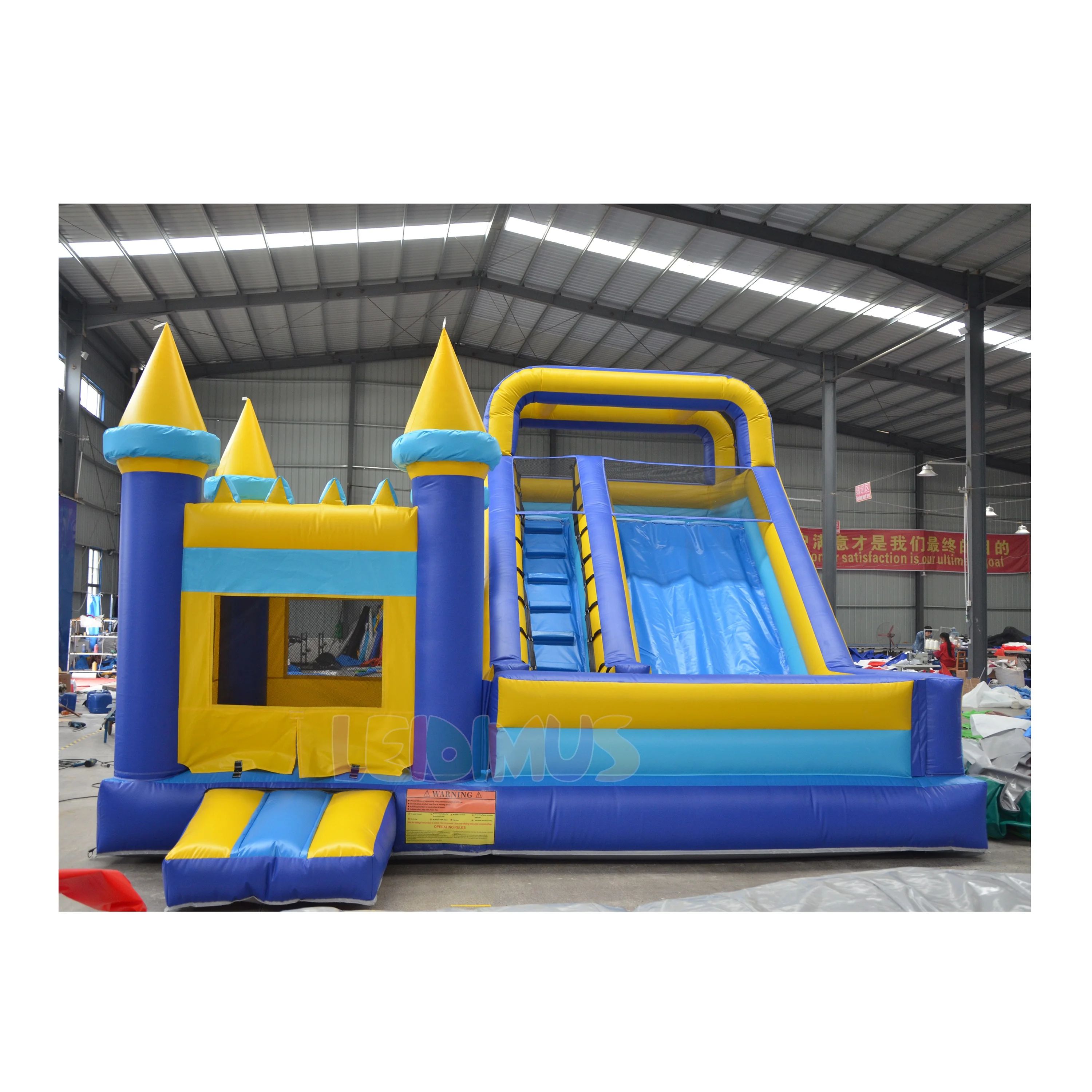 

Simple Bouncy Castle with Blue Inflatable Water Slide Commercial Inflatable Bounce House for Party Rental Kid's Jumping Castle