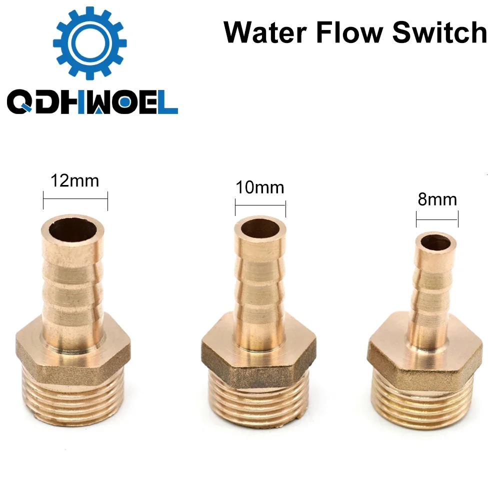 QDHWOEL Water Flow Switch Sensor 8/10/12mm HT-30 Protect for CO2 Laser Engraving Cutting Machine