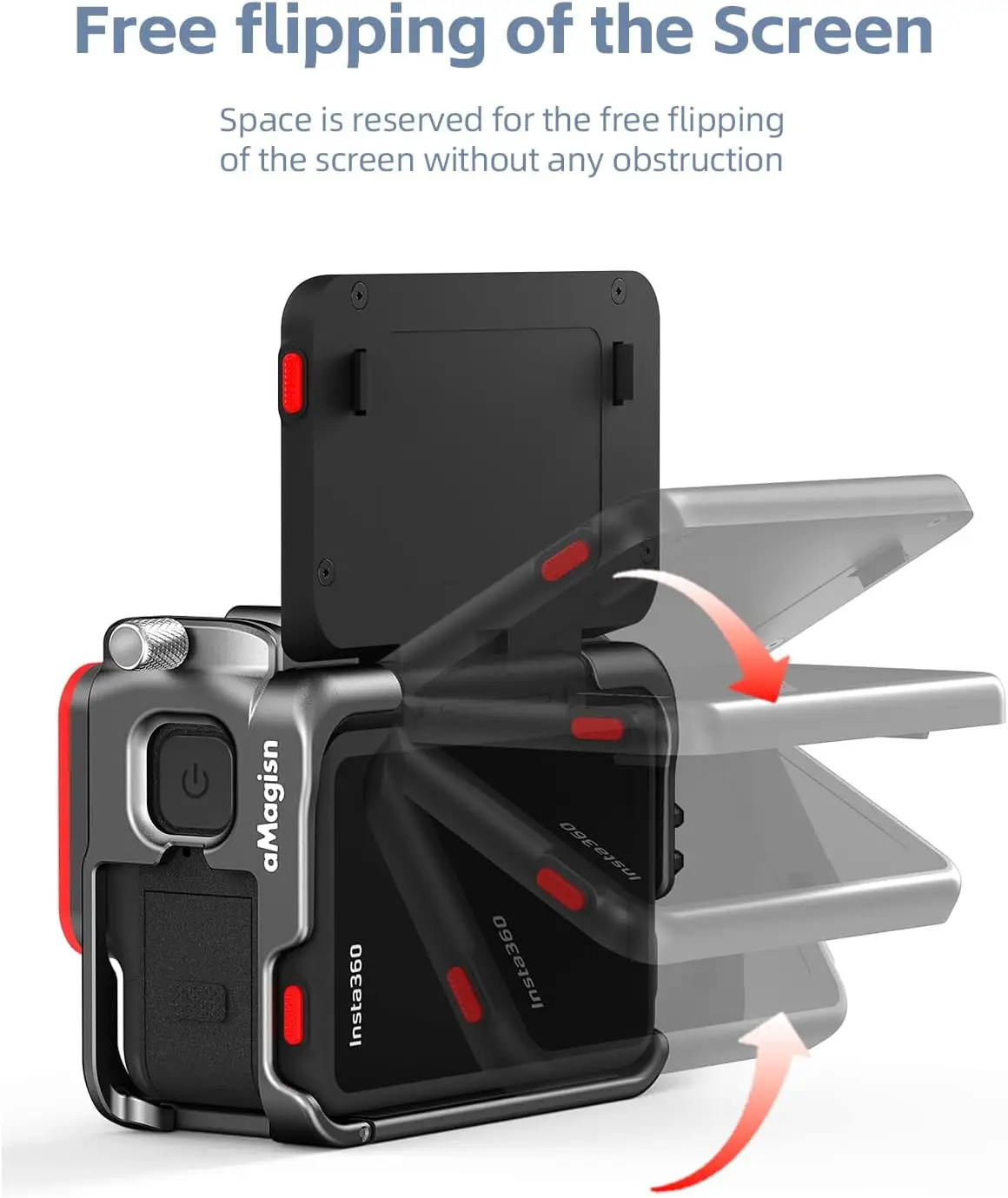 aMagisn Aluminum Frame Cage  for Insta360 Ace Pro/Ace/Ace Pro2 with Lens Silicone Case,Metal Protective Durable Housing Case