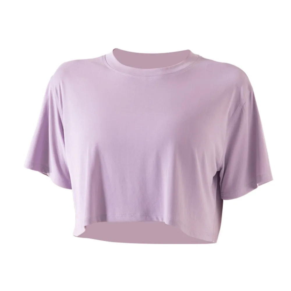 

Свободные спортивные топы для йоги, футболки, дышащий укороченный топ для тренировок, быстросохнущая одежда для фитнеса с короткими рукавами, женская/женская