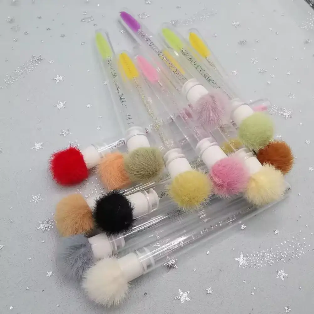 Fluffy Hairball Mascara Brush Dust Proof Transparent Tube Tube Eyelash Brush Dust-proof Multicolor Eyelashes Brushes Comb