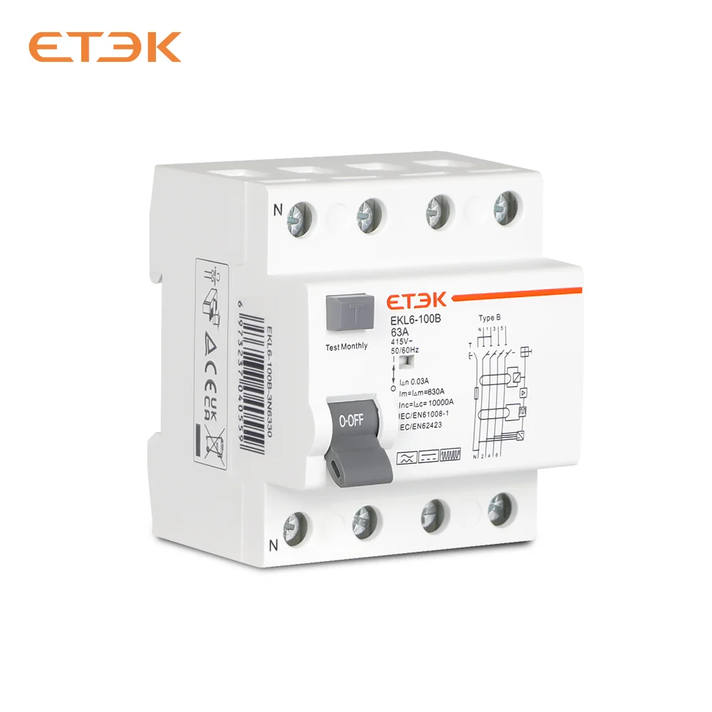 earth-leakage-circuit-breakers-evse-rccb-type-b-etek-rcd-2p-4p-2poles-4poles-40a-63a-100a-30ma-ekl6-100b-10ka-din-rail