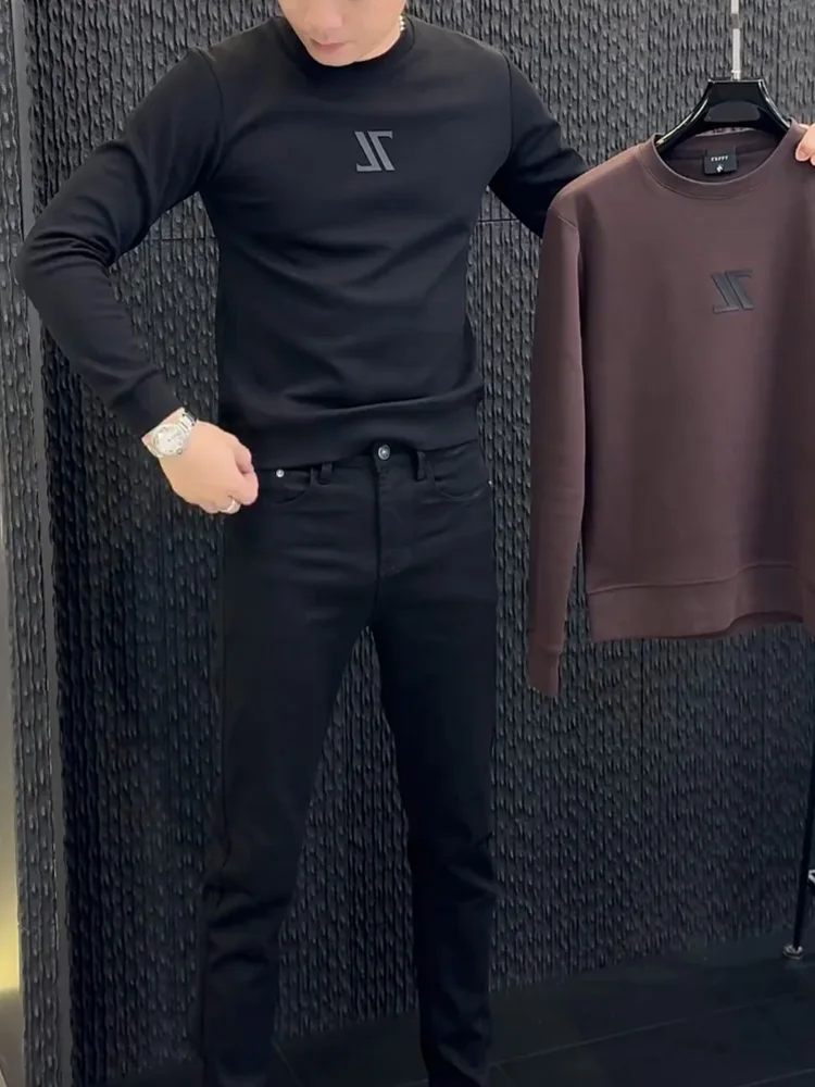 

Модный свитшот с длинными рукавами и буквенным принтом, однотонный, в стиле стритвир, молодежный, свободного кроя, с круглым вырезом