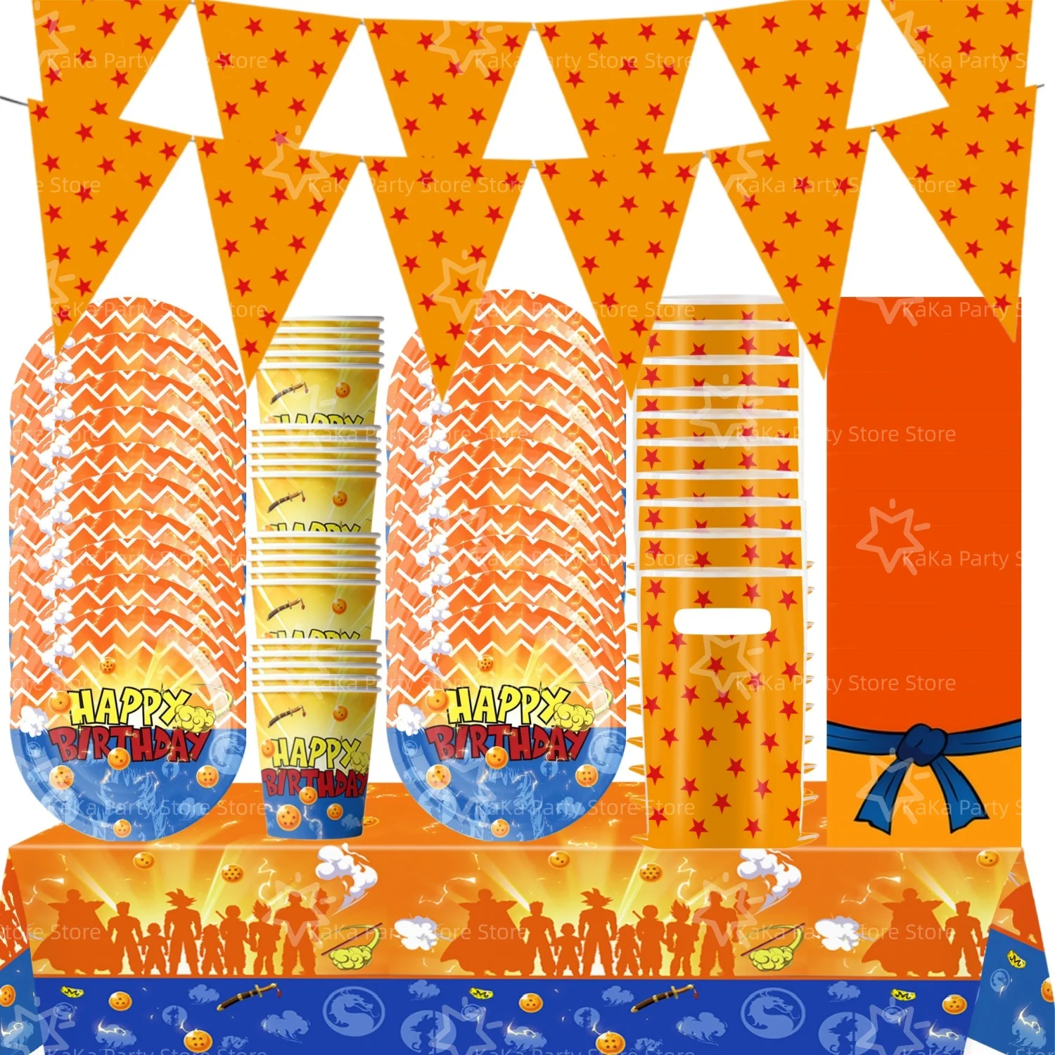 Set de Decoración para Fiesta de Cumpleaños de Monkey King Goku, Vajilla, Mantel, Platos, Vasos, Servilletas, Bolsas, Artículos para Baby Shower de Son Goku