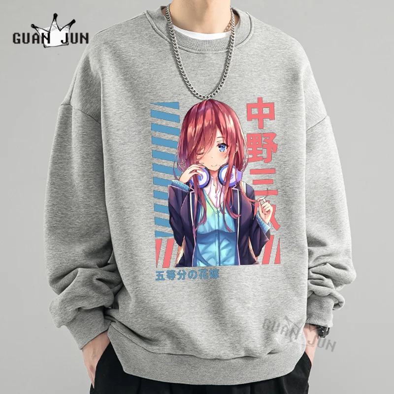 The Quintessential Quintuplets Hoodies Men Women Autumn Sweatshirt Nakano Miku Cartoon Graphic Hoodie Boys Girls Black Pullovers