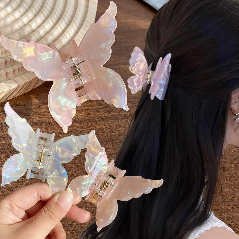 New Vintage Butterfly Hair Claw Acetate Fiber Sweet Colorful Hair Accessories Women Hair Clamps Hairs Clip Crab Headband Clips