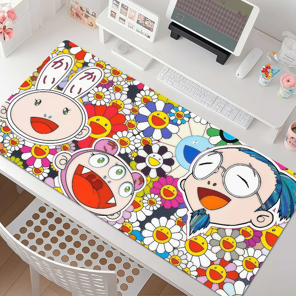 Artist T-Takashi-s Cute M-Murakami-s Mouse Pad Anti Slip Rubber Edge Locked Thickened Laptop Gaming Desk Mat