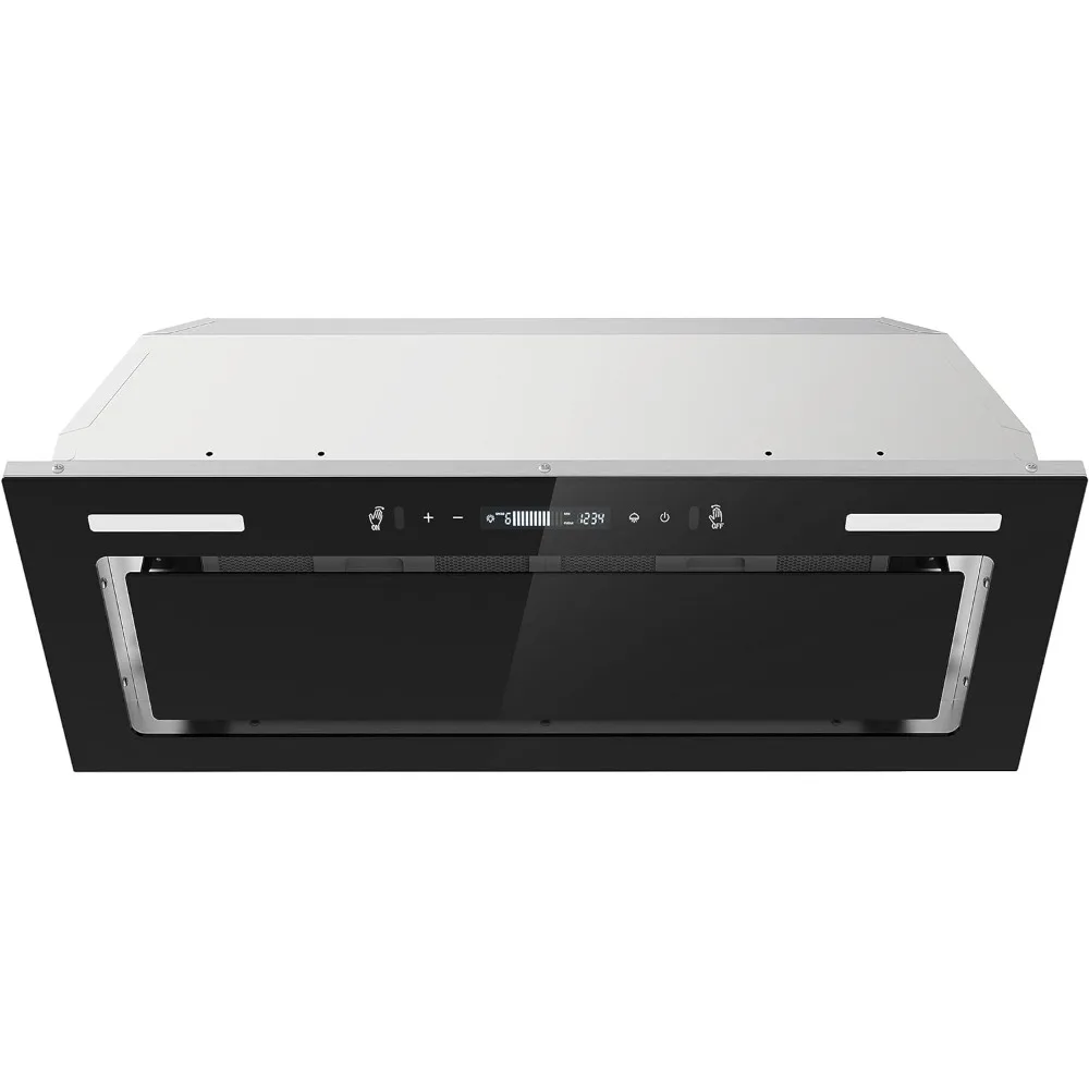 Range Hood Insert 30 Inch 800 CFM, Built-in Vent Hood Black Glass Gesture & Touch Control Kitchen Exhaust Fan,