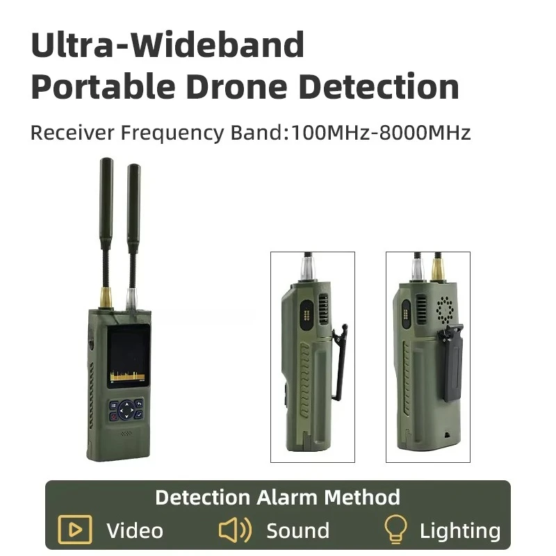 Ultra-Wideband Handheld  Detector 100-8000MHz with Remote Control | Portable UAV Detection Device 1km Range