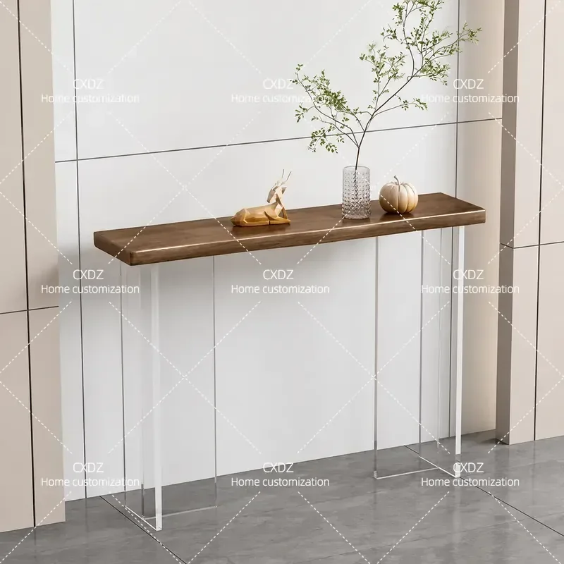 Wabi Sandy Wind Acrylic Art Entrance Table Light Luxury High End Modern Simple Wall Mounted Long Console Table for Entryway