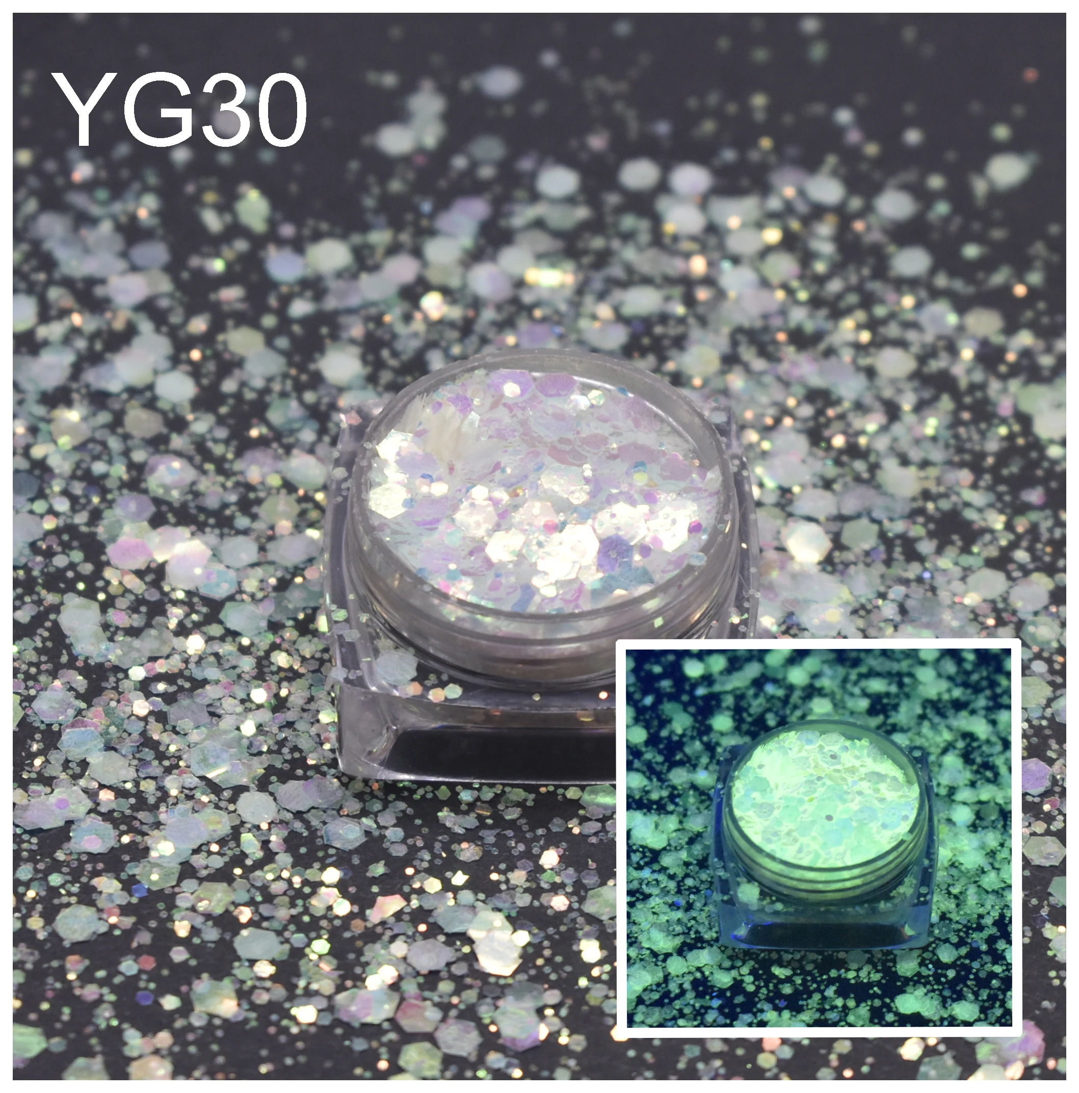 10g/Bag Glow in the dark Chunky Mixes Glitter Sparkly  For Nail Polish Body Face Hair Makeup Manicure Decoration Accessories