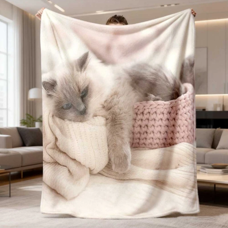 Circle Framed Kitten Group Portrait Print Throw Blanket sofa home lounge Blanket workstation courtyard window seat Birthday