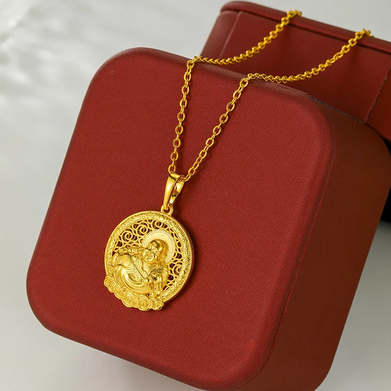 

Luxury 24K 9999 Pure Gold real gold Women's Maitreya Pendant Necklace