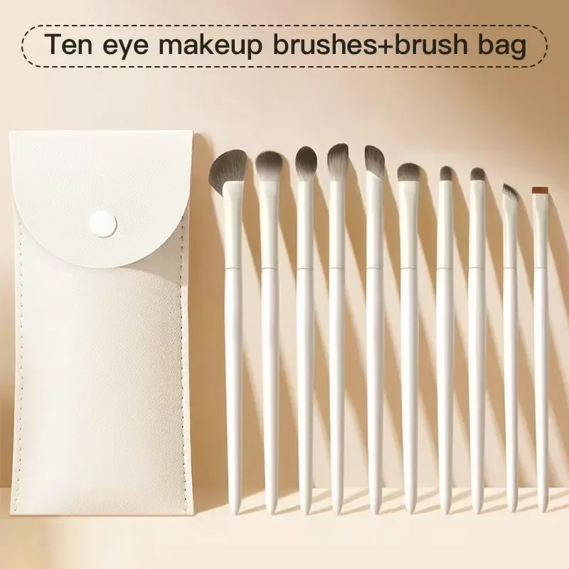 

5/6/8/10Pcs Natural Eye Makeup Brushes Set Detail Eyeshadow Brush Makeup Brush White Ultra Soft Eyeshadow Eyeliner Makeup Tool