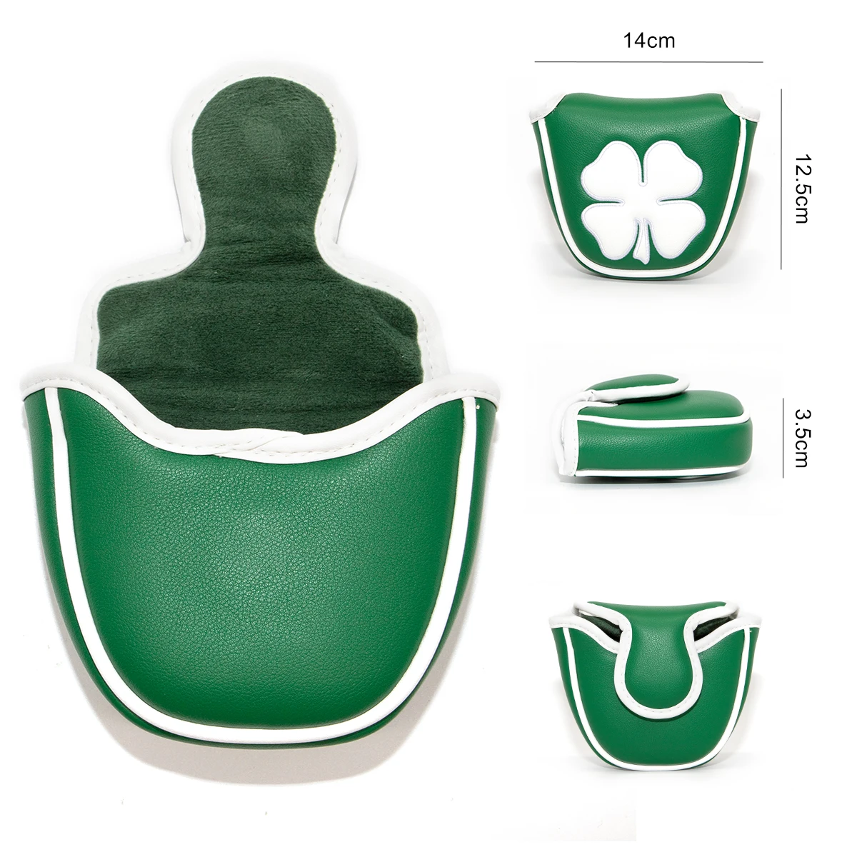 Golf Putter Cover  New Green Lucky  Four Leaf Clover LeatherGolf Mallet Putter Headcovers Golf Club Head Cover Leather