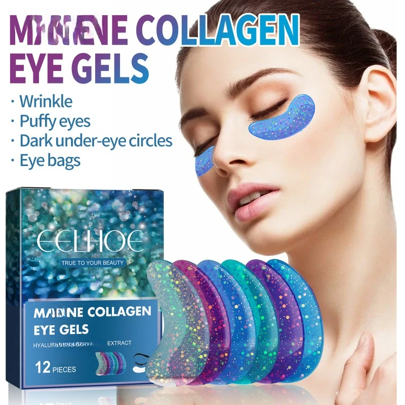 Parche de gel de colágeno para los ojos, mascarilla reafirmante hidratante para los ojos que elimina las arrugas, mejora las ojeras, elimina el envejecimiento