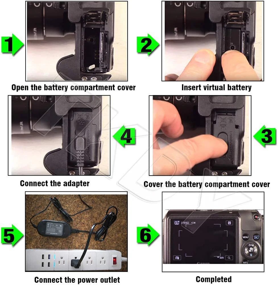 ACK-E12 AC แหล่งจ่ายไฟอะแดปเตอร์ DC Coupler DR-E12 Dummy แบตเตอรี่ LP-E12 Kit สำหรับ Canon EOS M50 Mark II,m10,Kiss M, Kiss M2กล้อง