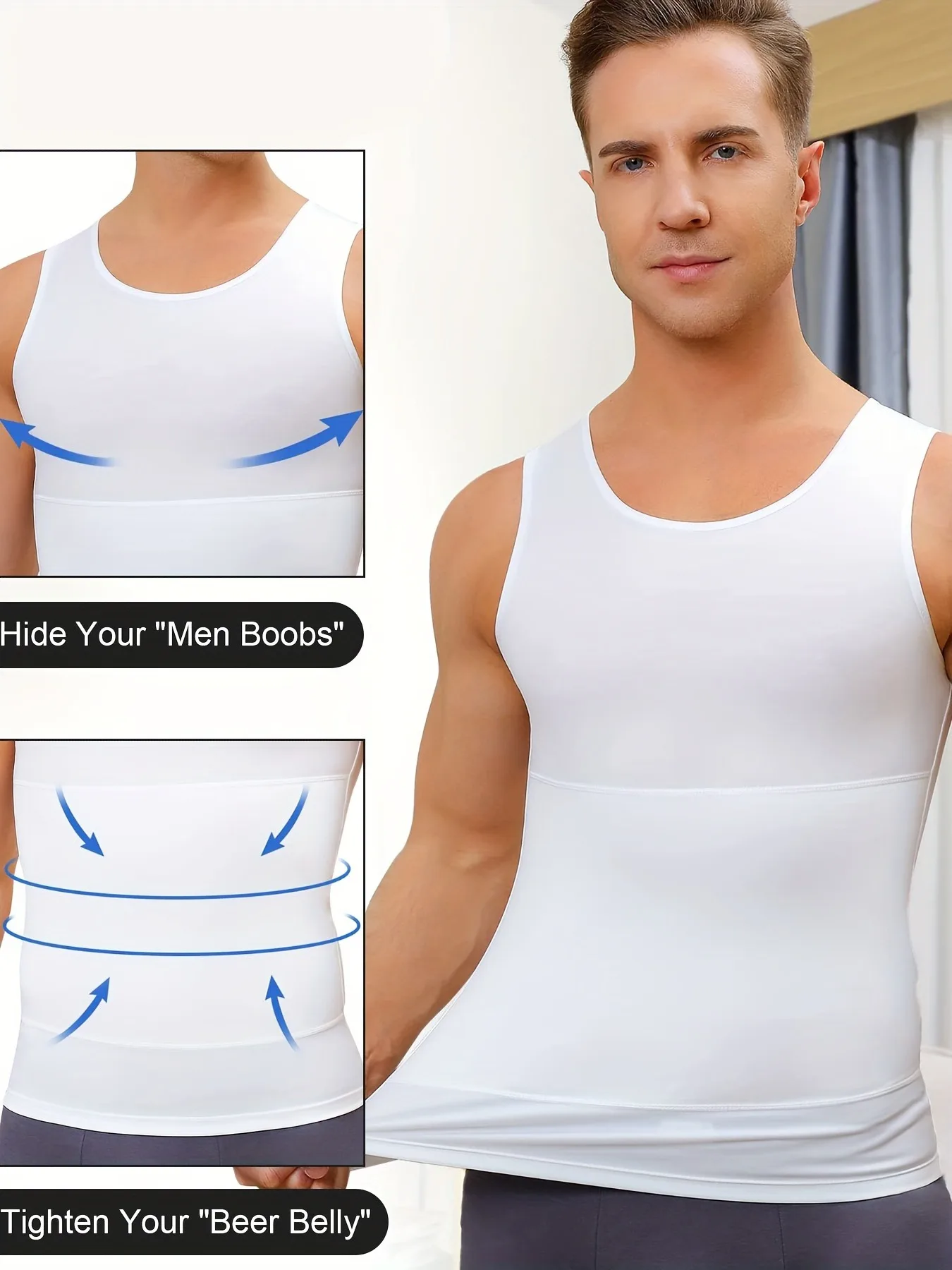 Men\'s Compression Tummy Control Body Shaper Tank Top Vest Undershirt Tops All Season Shaping Sweatshirt