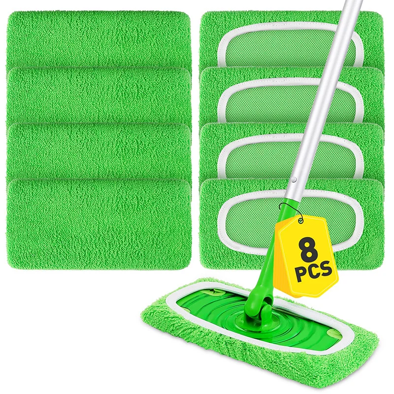 Elastic Microfiber Mop Replacement Pads Washable Reusable Flat Mop Cloth Wet Dry Floor Cleaning Refill for Hardwood Tile Spray M