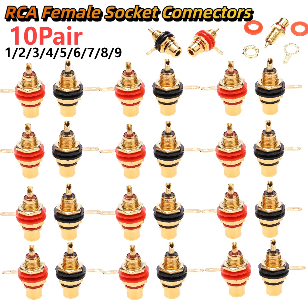 RCA Female Socket Connectors Zinc Alloy Gold Plating Chassis Panel Mount Adapter Accessories Audio Terminal Plug