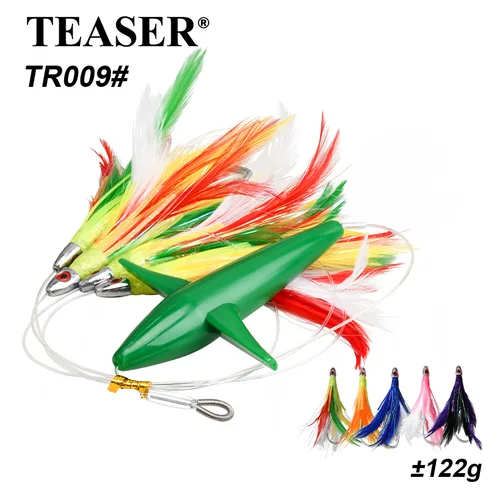 Imagen 1 del producto TEASER TR009 122g mar pájaro Teaser cebo de pesca UV Deepsea gran juego pluma falda de curricán atún Señuelos de pesca con gancho
